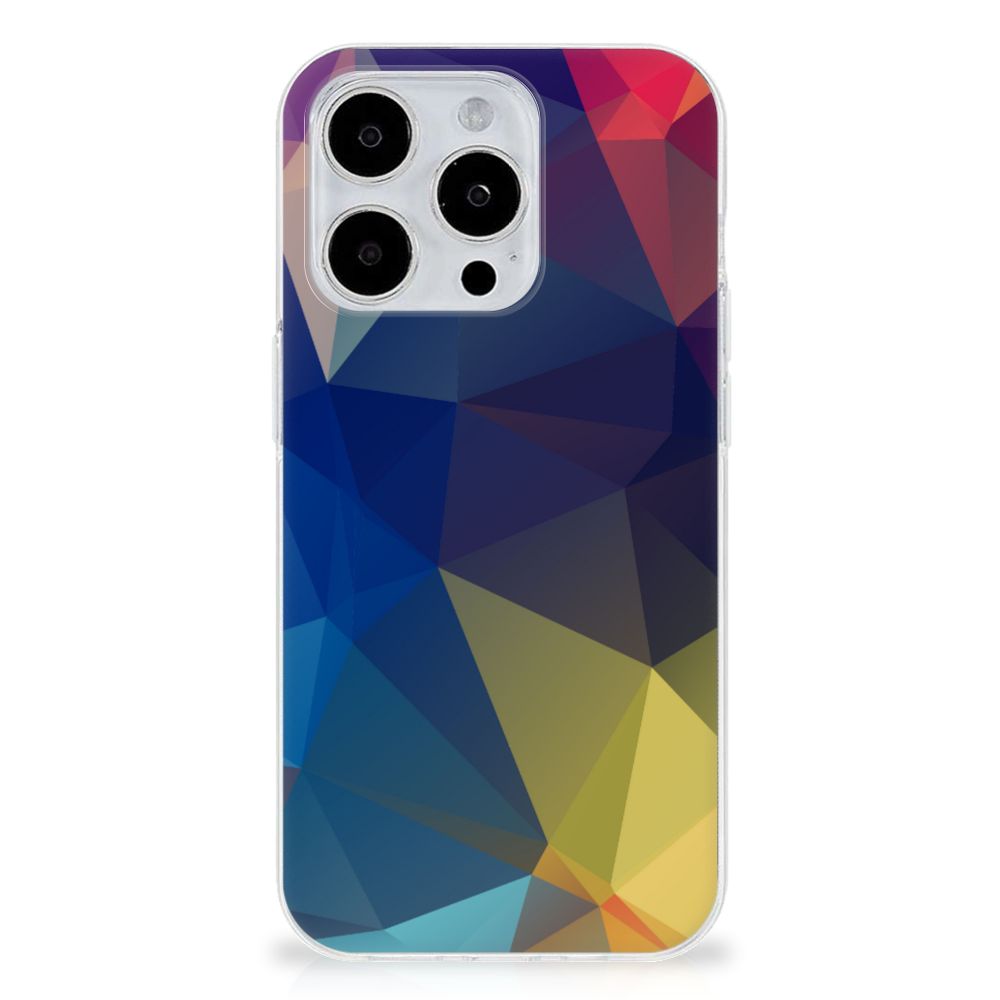 iPhone 15 Pro Max TPU Hoesje Polygon Dark met abstract design in levendige kleuren.