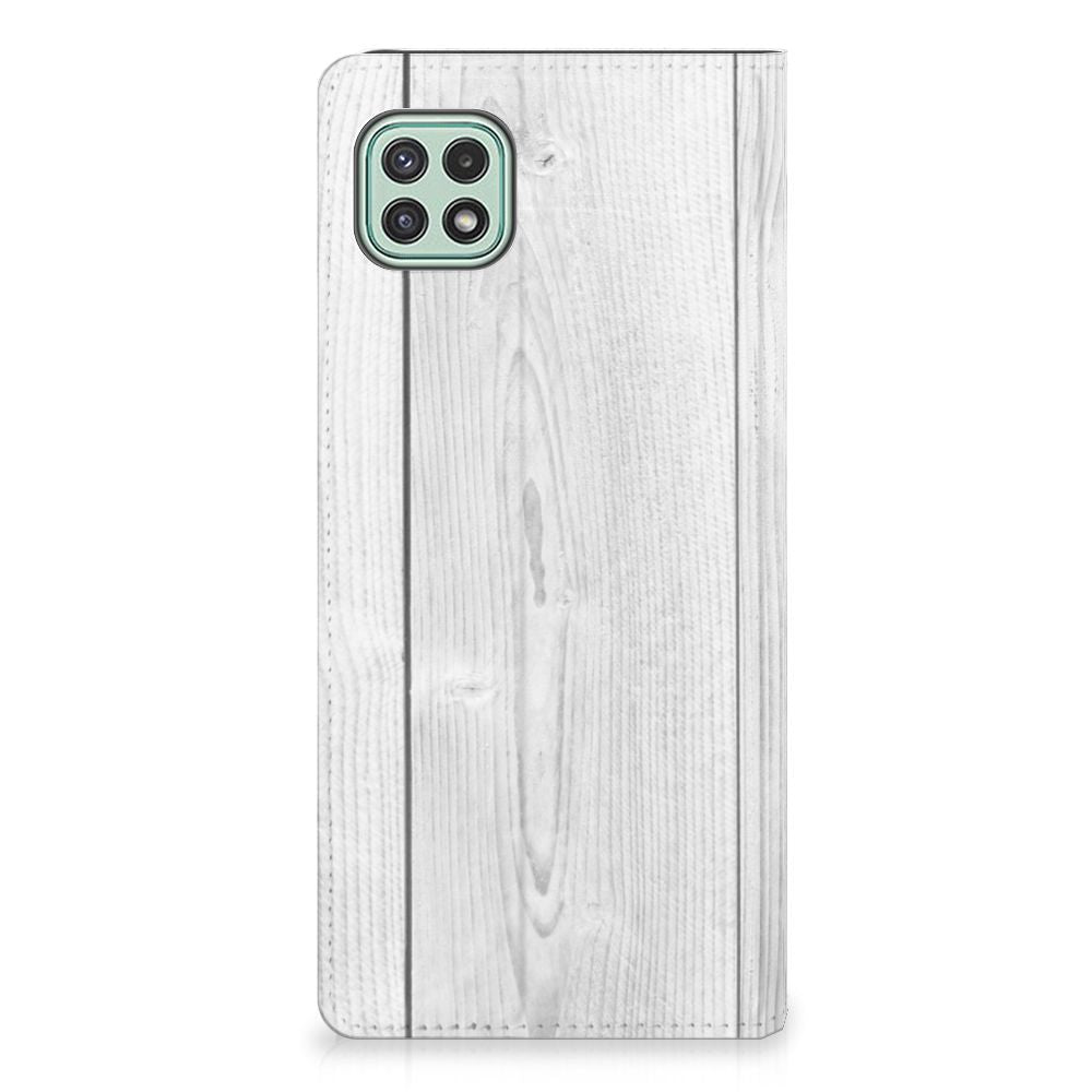 Samsung Galaxy A22 5G Book Wallet Case White Wood - B2C Telecom