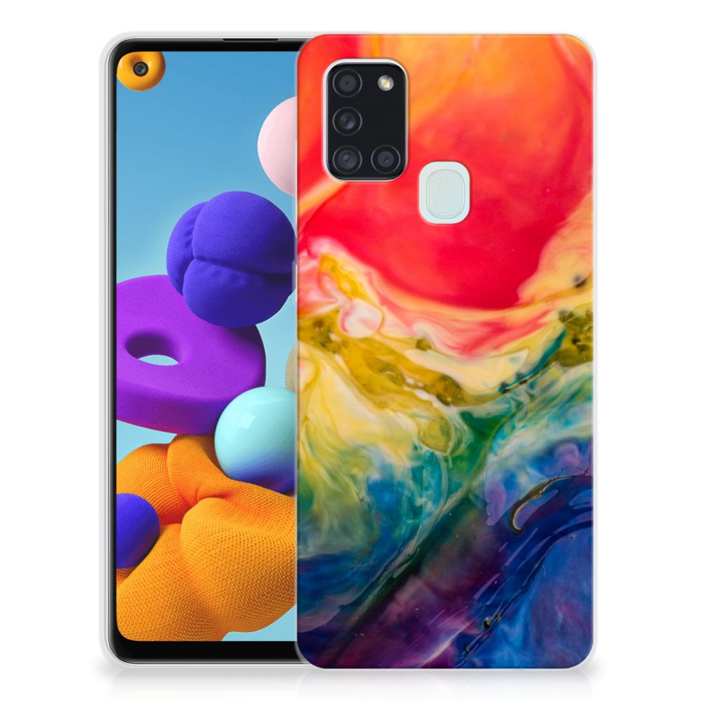 Hoesje maken Samsung Galaxy A21s Watercolor Dark B2C Telecom