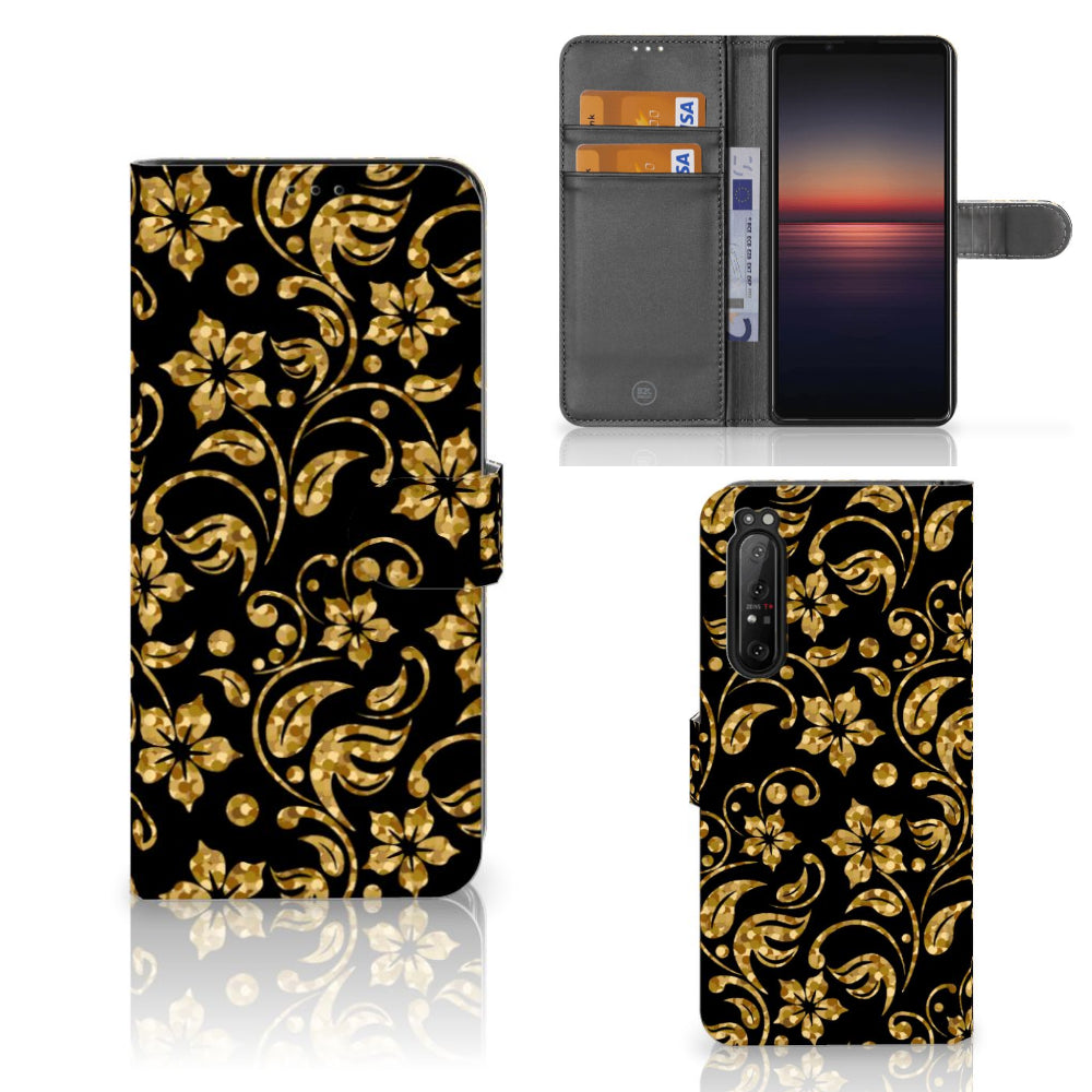 Sony Xperia 1 II Hoesje Gouden Bloemen