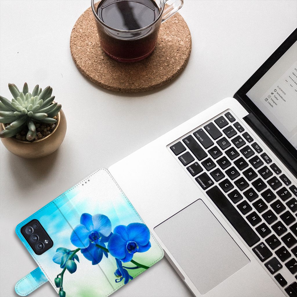 OPPO Reno 6 Pro Plus 5G Hoesje Orchidee Blauw - Cadeau voor je Moeder