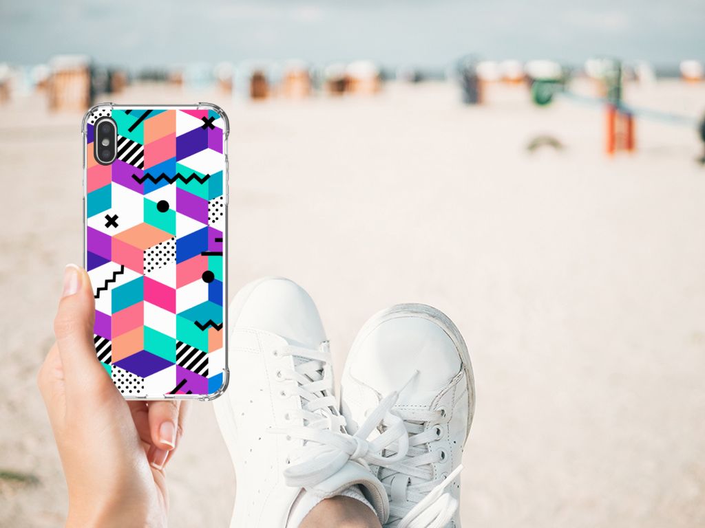 Apple iPhone Xs Max Shockproof Case Blokken Kleurrijk