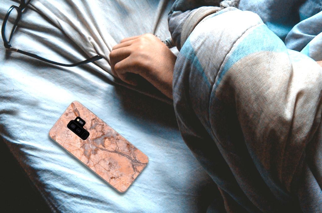 Samsung Galaxy S9 Plus TPU Siliconen Hoesje Marmer Oranje