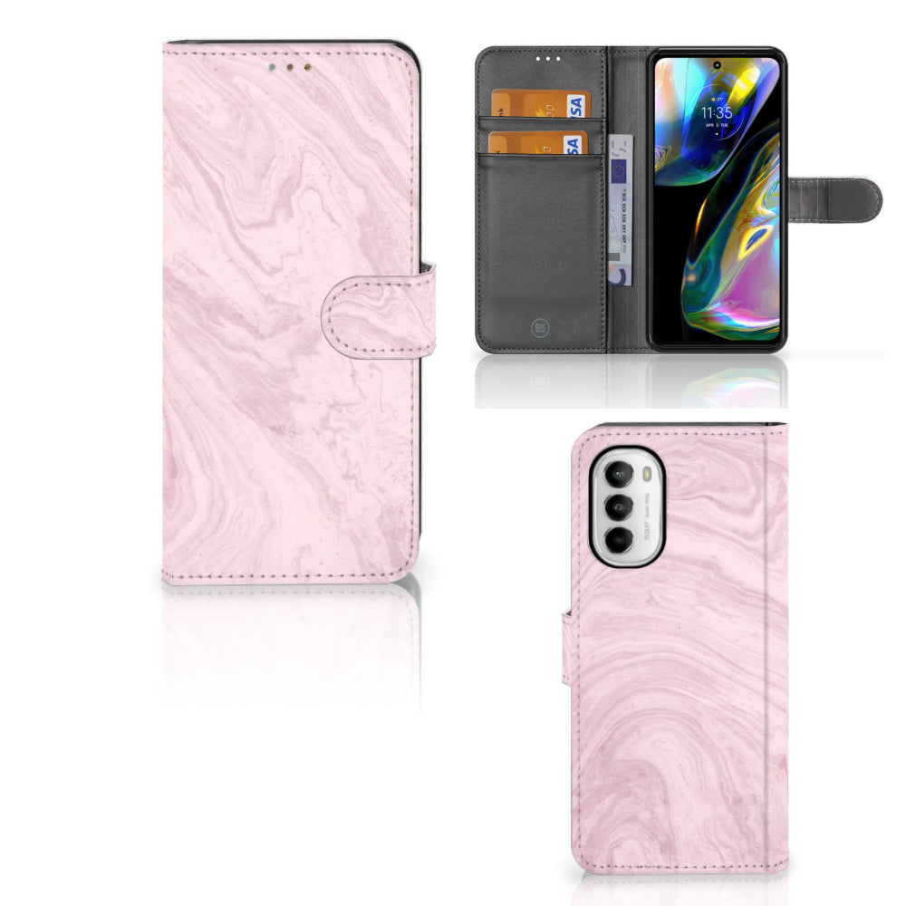 Motorola Moto G52 | Moto G82 Bookcase Marble Pink - Origineel Cadeau Vriendin