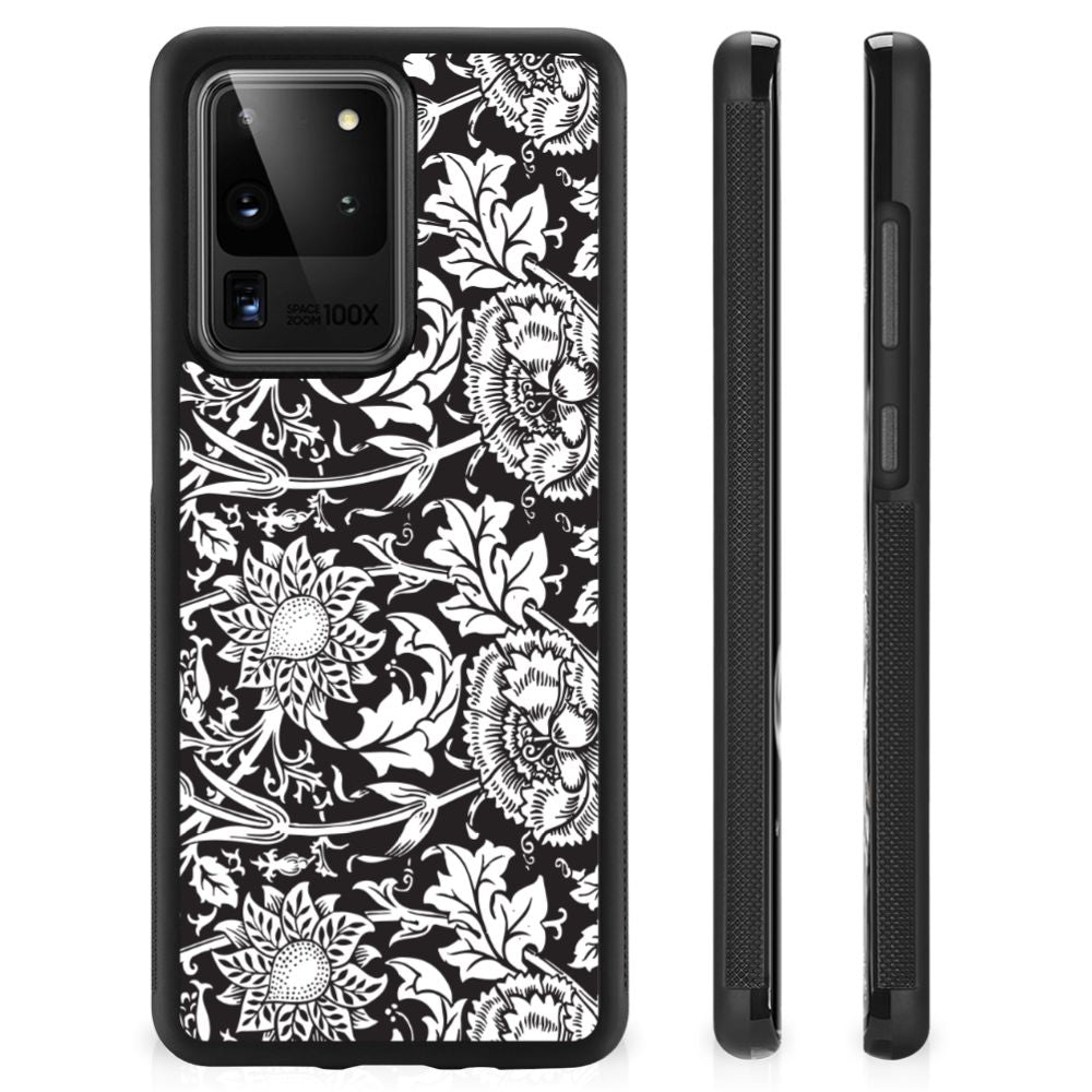 Samsung Galaxy S20 Ultra Skin Case Black Flowers B2C Telecom