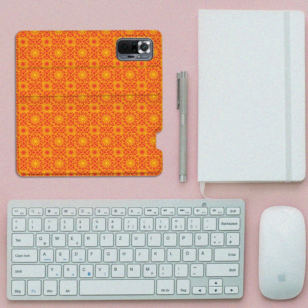 Xiaomi Redmi Note 10 Pro Hoesje met Magneet Batik Oranje - B2C Telecom