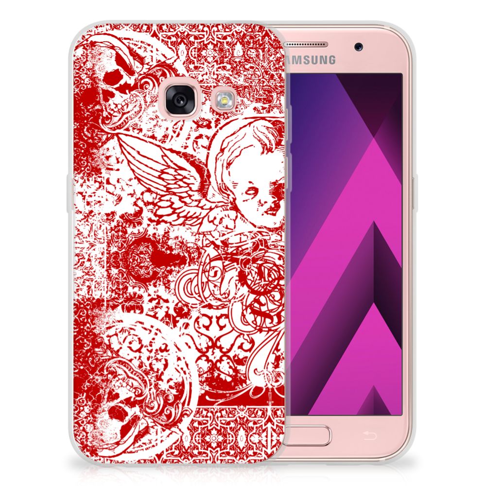 Silicone Back Case Samsung Galaxy A3 2017 Angel Skull Rood