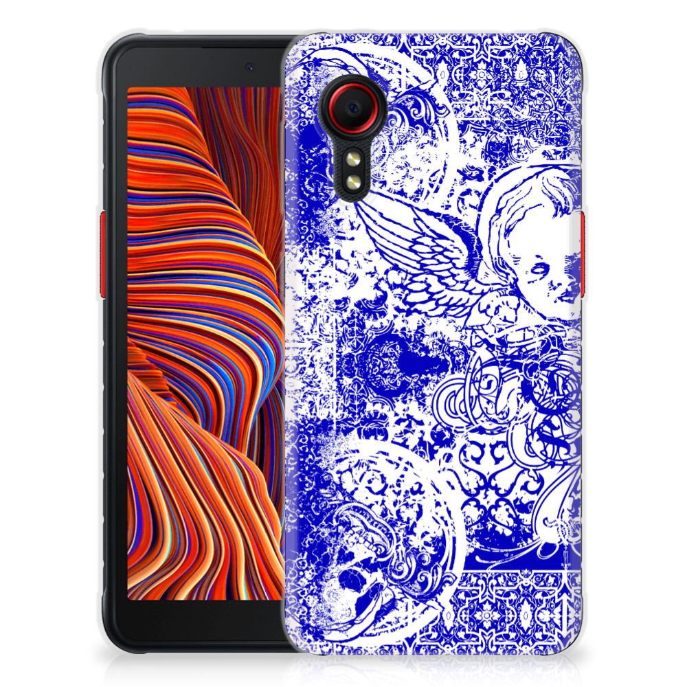 Silicone Back Case Samsung Galaxy Xcover 5 Angel Skull Blauw