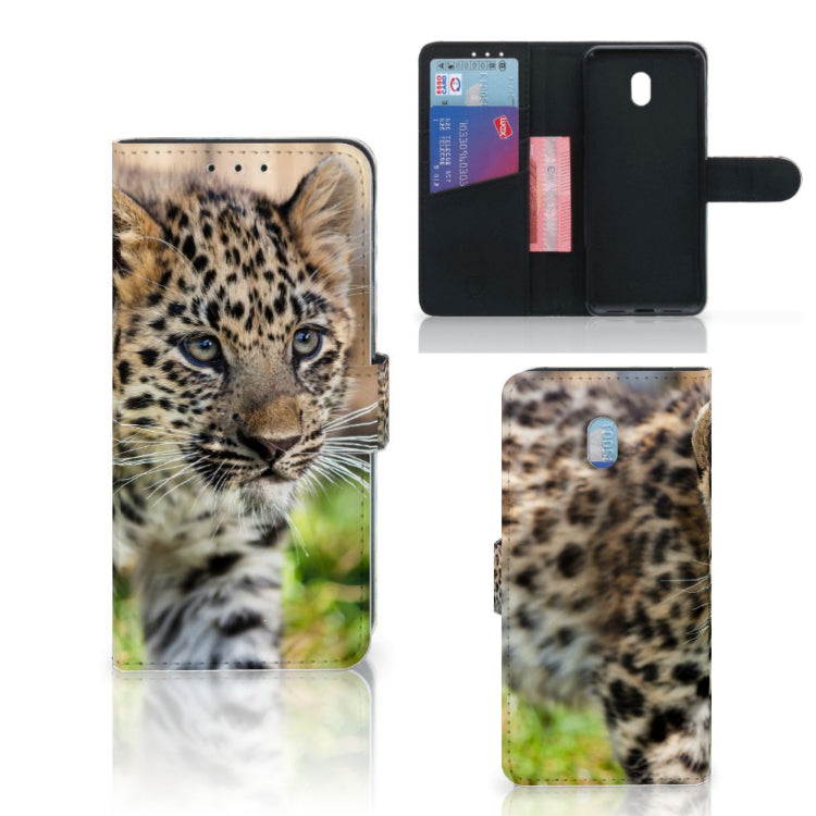 Xiaomi Redmi 8A Telefoonhoesje met Pasjes Baby Luipaard
