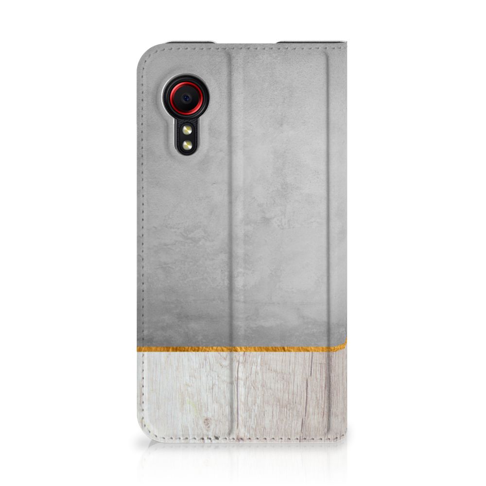Samsung Galaxy Xcover 5 Book Wallet Case Wood Concrete - B2C Telecom
