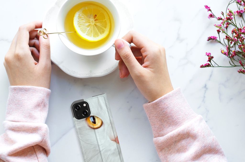 iPhone 13 Mini Hoesje maken Witte Kat - B2C Telecom