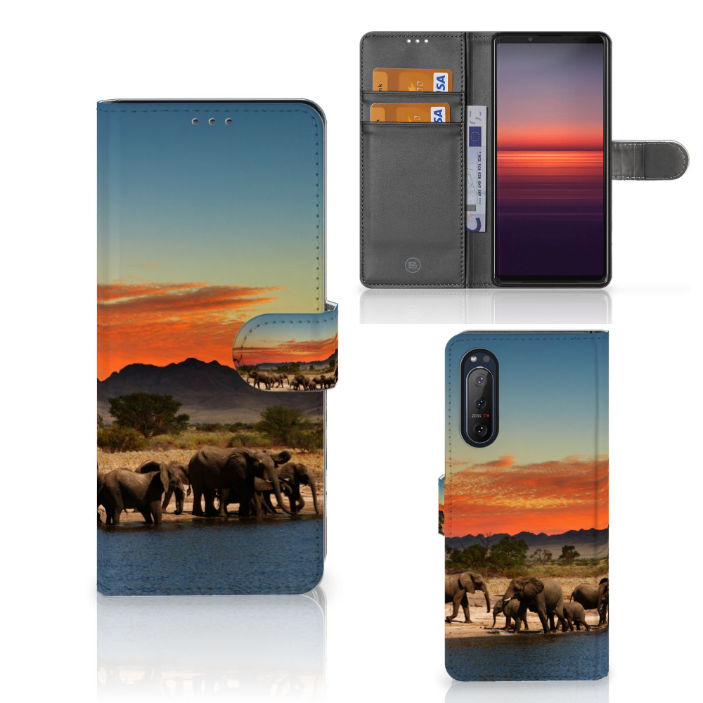 Sony Xperia 5II Telefoonhoesje met Pasjes Olifanten