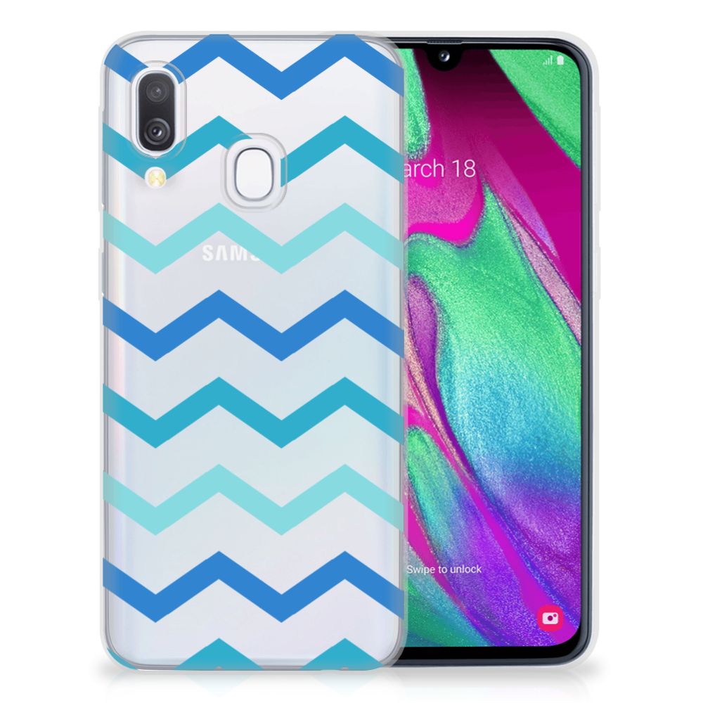 Samsung Galaxy A40 TPU bumper Zigzag Blauw