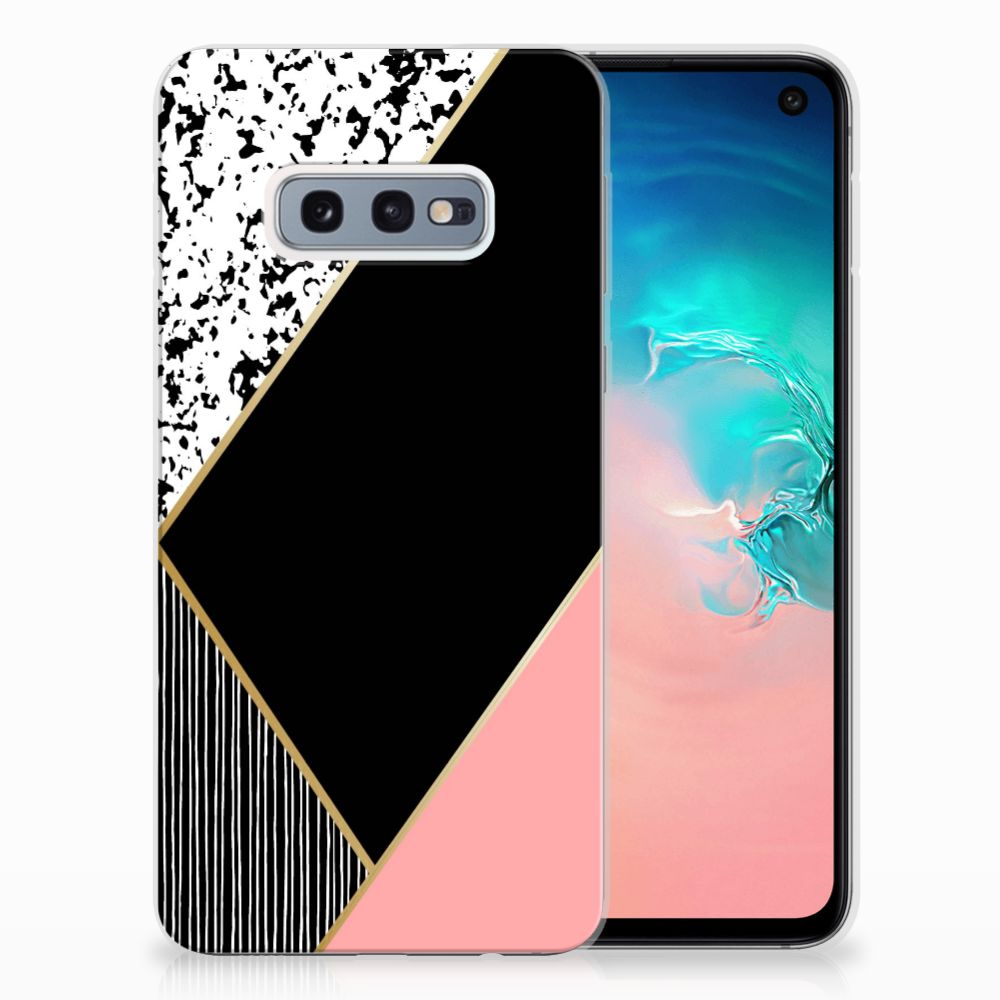 Samsung Galaxy S10e TPU Hoesje Zwart Roze Vormen