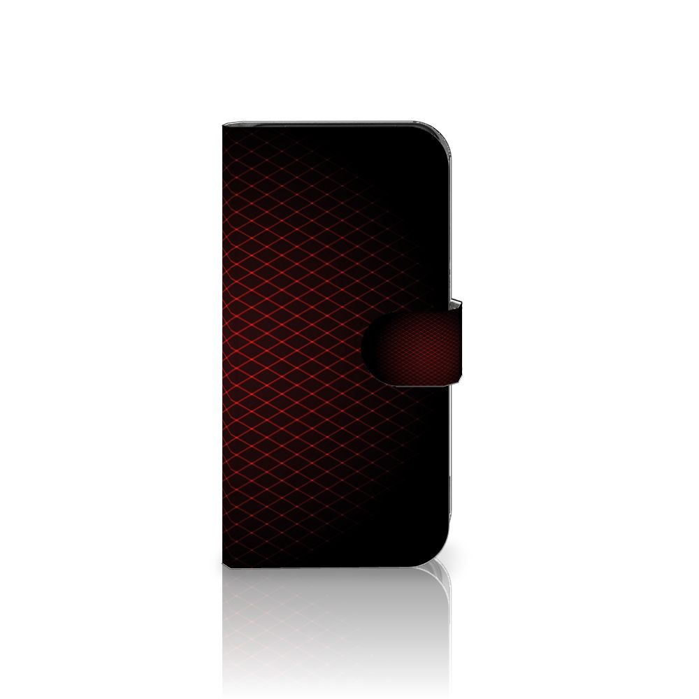 Google Pixel 8 Telefoon Hoesje Geruit Rood met geometrisch ontwerp en sluitlipje.