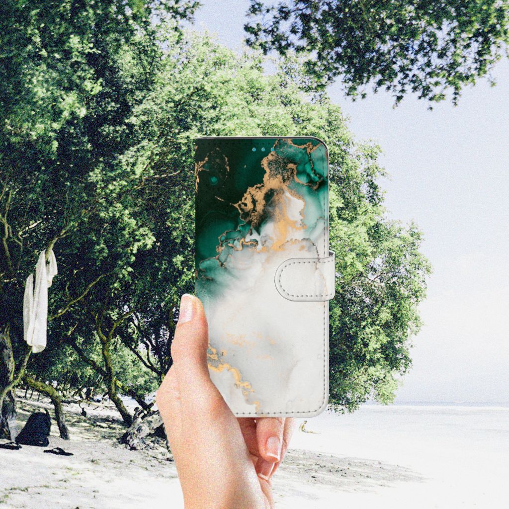 Bookcase voor Samsung Galaxy A73 5G Marmer Groen