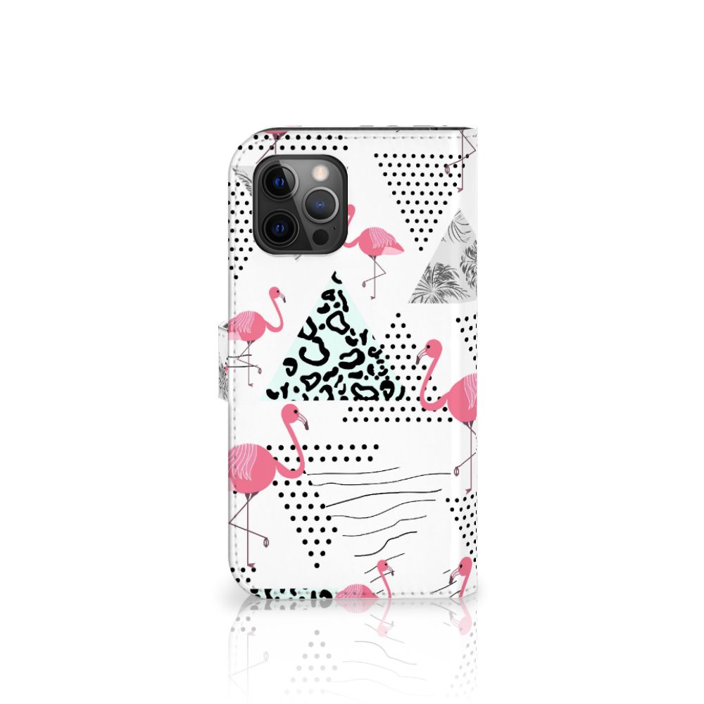 Apple iPhone 12 Pro Max Telefoonhoesje met Pasjes Flamingo Triangle