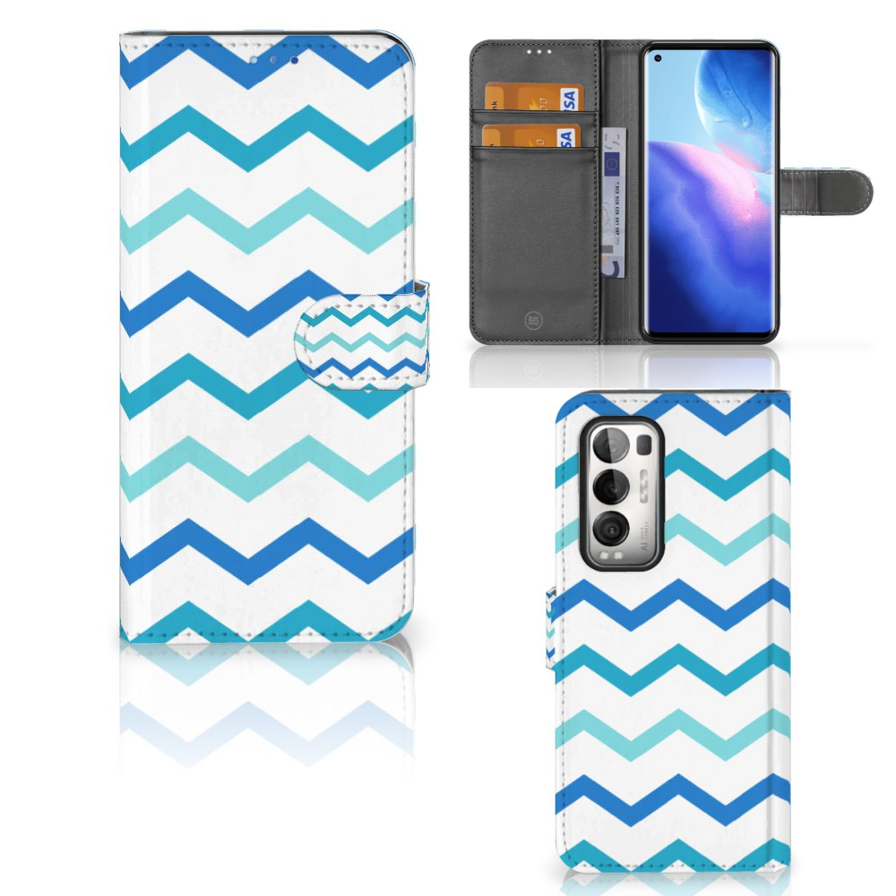 OPPO Find X3 Neo 5G Telefoon Hoesje Zigzag Blauw