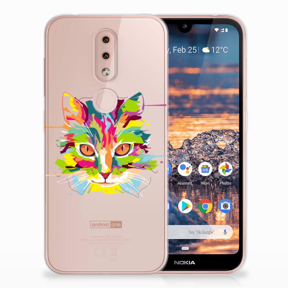 Nokia 4.2 Telefoonhoesje met Naam Cat Color