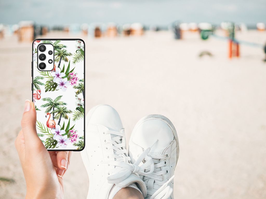 Samsung Galaxy A32 4G | A32 5G Enterprise Editie Dierenprint Telefoonhoesje Flamingo Palms B2C Telecom