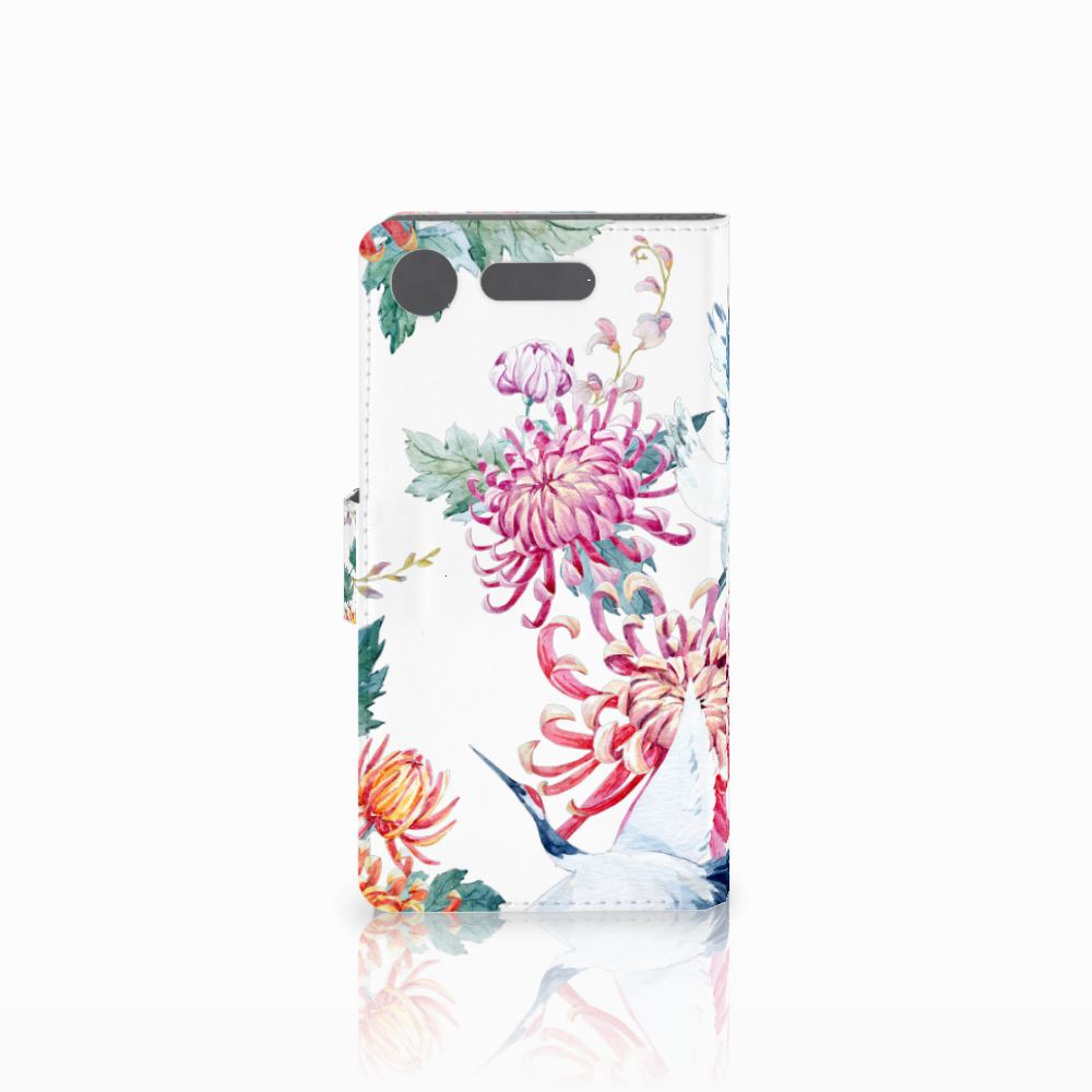 Sony Xperia XZ1 Telefoonhoesje met Pasjes Bird Flowers