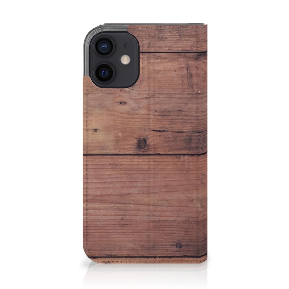 iPhone 12 Mini Book Wallet Case Old Wood - B2C Telecom
