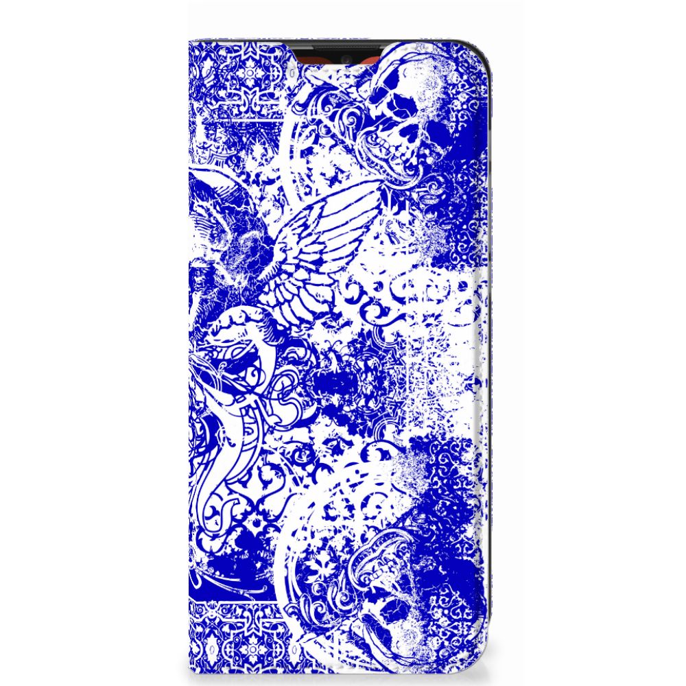 Mobiel BookCase Motorola Moto E7 Power | E7i Power Angel Skull Blauw