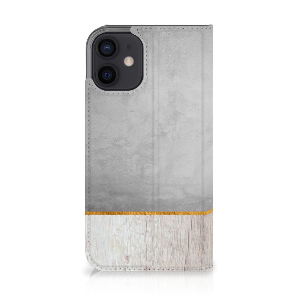 iPhone 12 Mini Book Wallet Case Wood Concrete - B2C Telecom