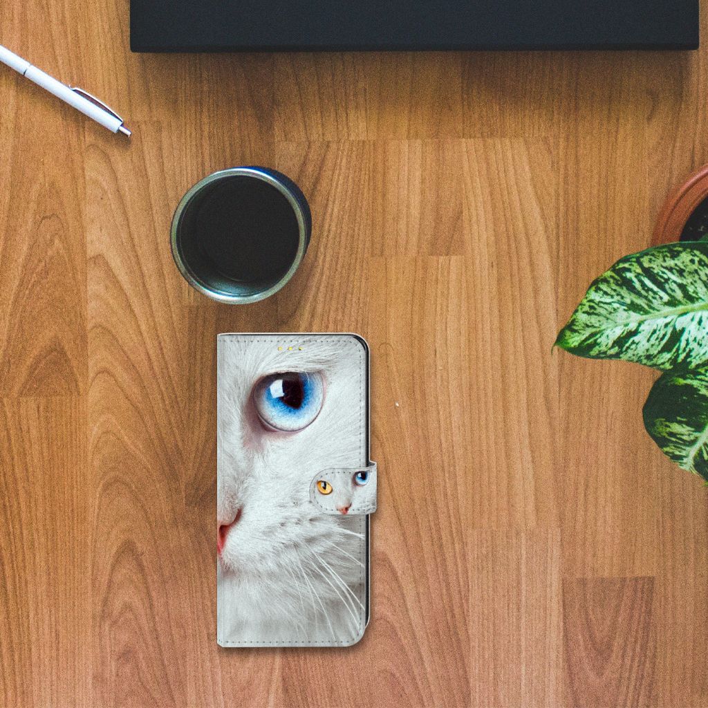 Xiaomi Poco X3 | Poco X3 Pro Telefoonhoesje met Pasjes Witte Kat