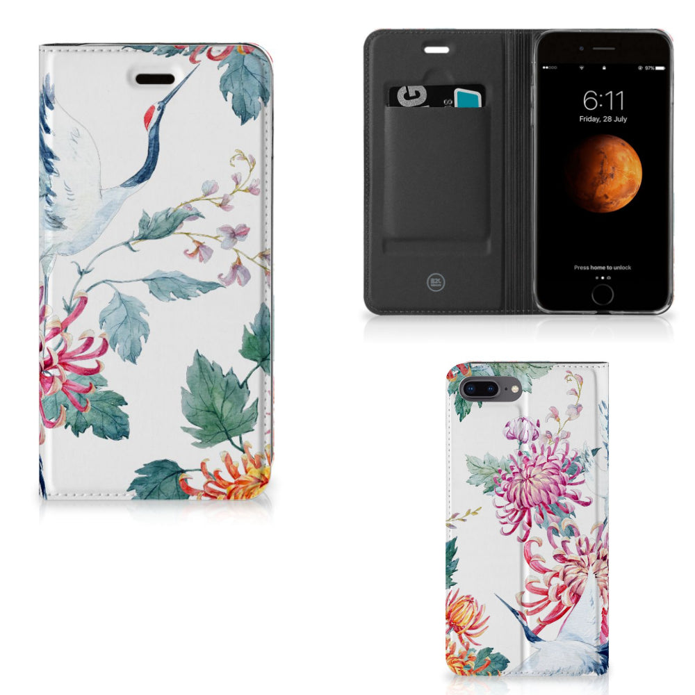 Apple iPhone 7 Plus | 8 Plus Hoesje maken Bird Flowers