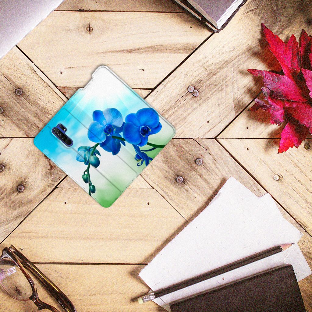 Xiaomi Redmi 9 Smart Cover Orchidee Blauw - Cadeau voor je Moeder - B2C Telecom