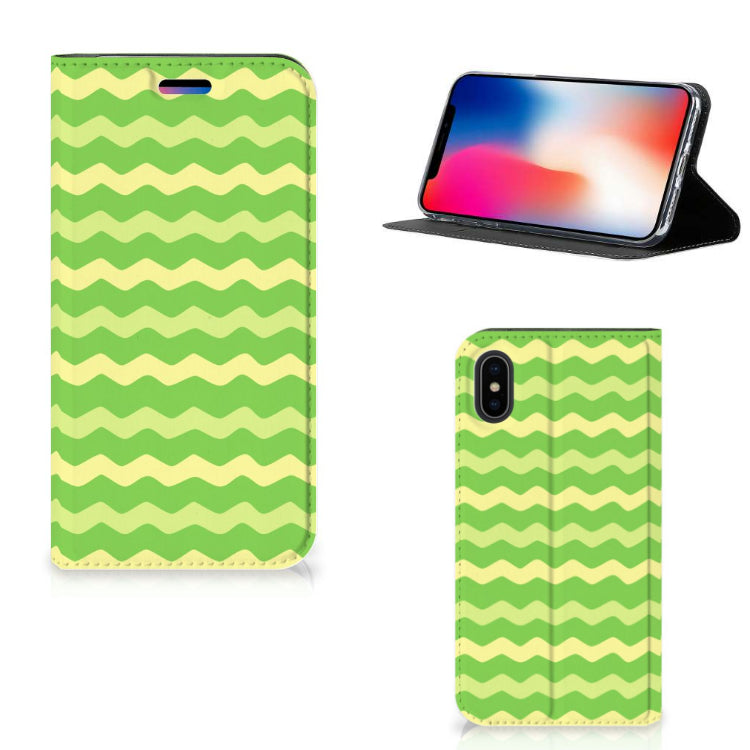 Apple iPhone X | Xs Hoesje met Magneet Waves Green