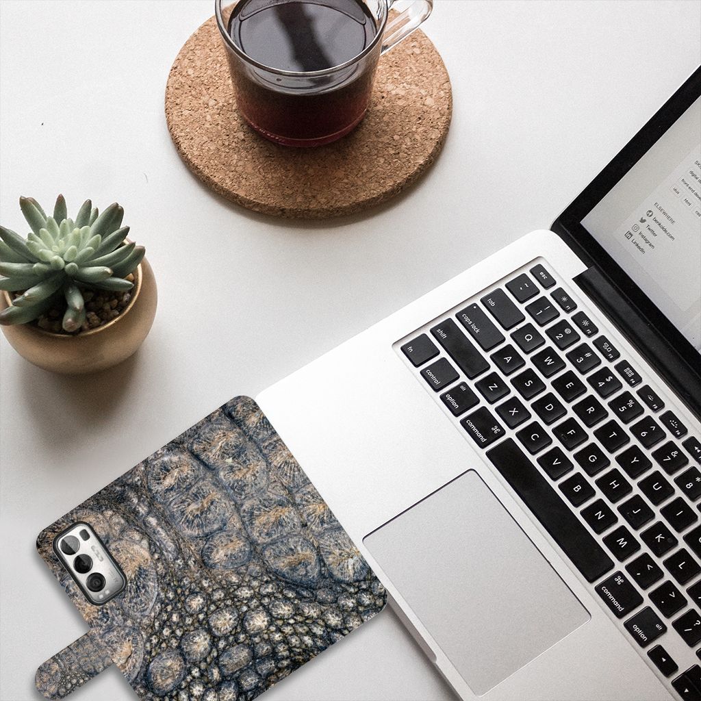 OPPO Find X3 Neo 5G Telefoonhoesje met Pasjes Krokodillenprint