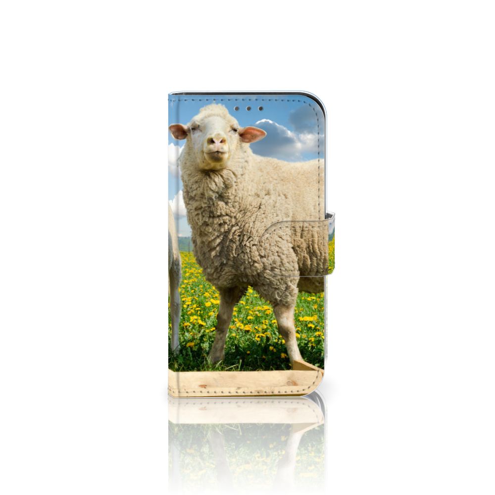 Apple iPhone 12 Mini Telefoonhoesje met Pasjes Schaap en Lammetje