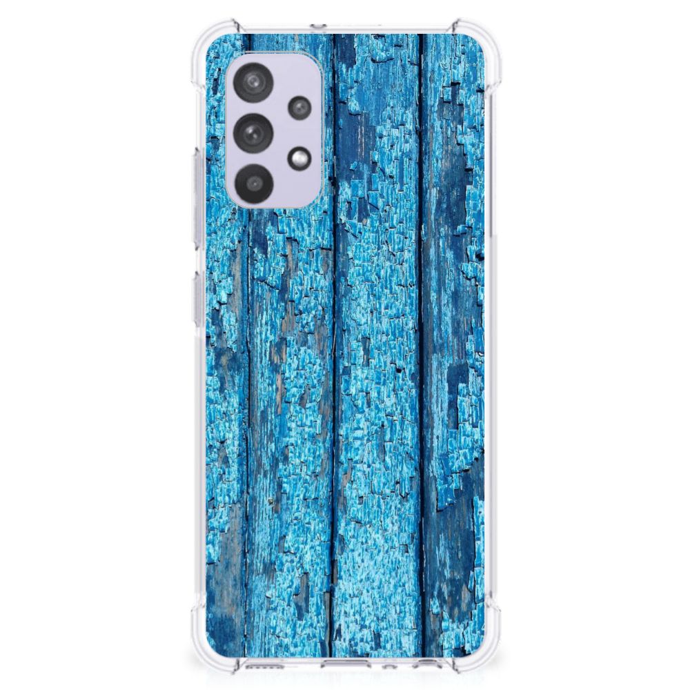 Samsung Galaxy A32 4G | A32 5G Enterprise Editie Stevig Telefoonhoesje Wood Blue B2C Telecom