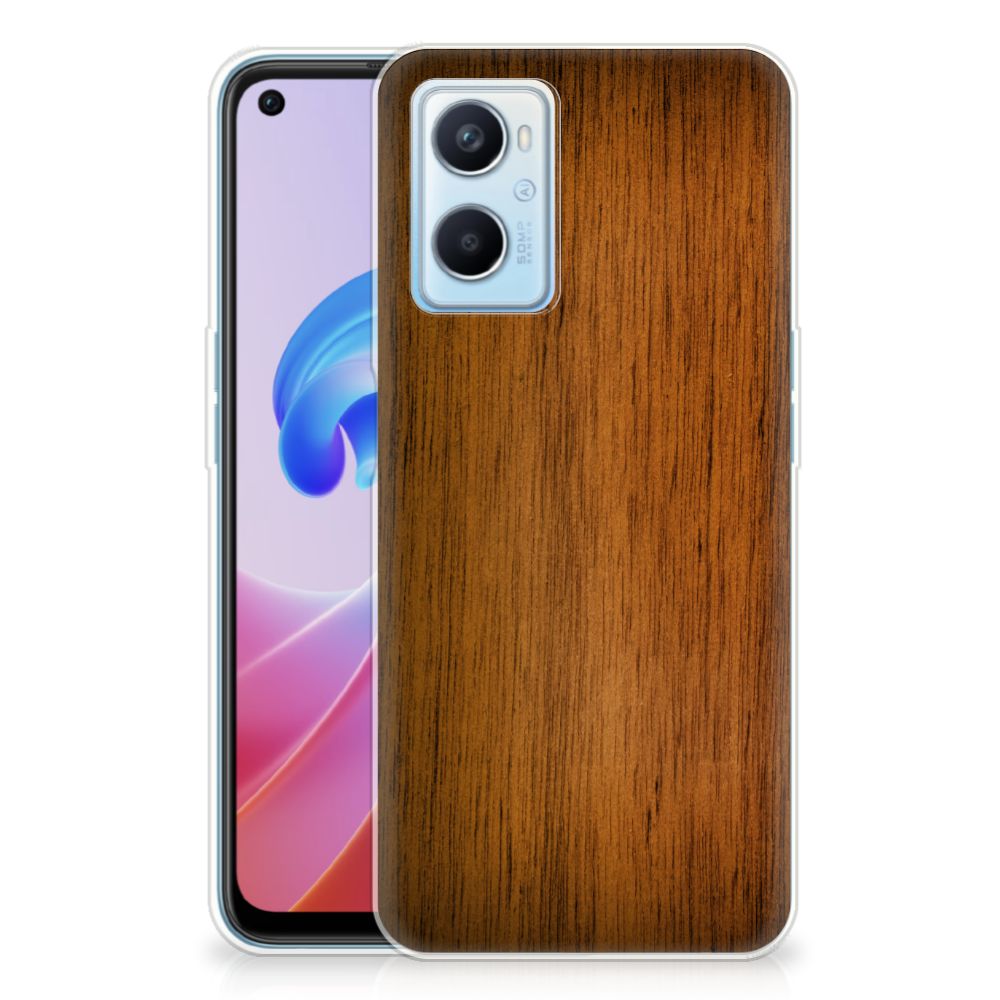 OPPO A96 | OPPO A76 Bumper Hoesje Donker Hout