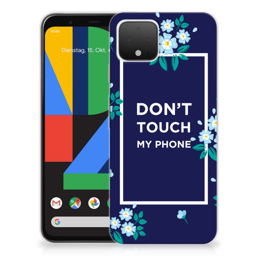 Google Pixel 4 Silicone-hoesje Flowers Blue DTMP