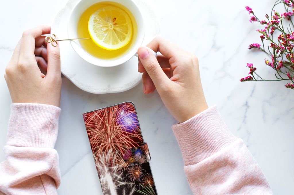 Alcatel 1S 2020 Wallet Case met Pasjes Vuurwerk