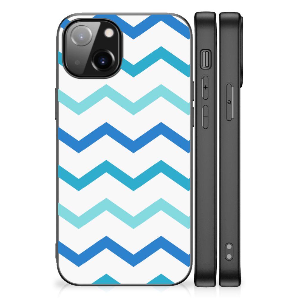 Apple iPhone 13 Back Case Zigzag Blauw B2C Telecom