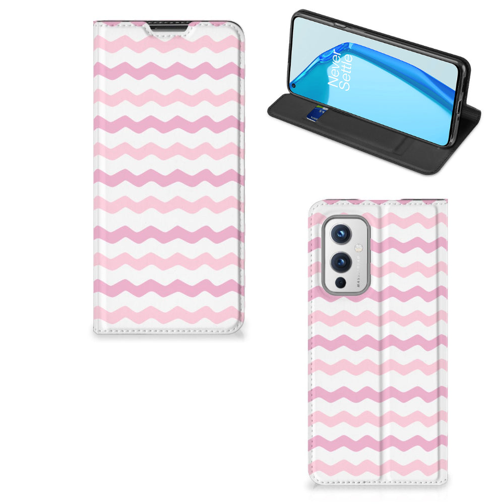 OnePlus 9 Hoesje met Magneet Waves Roze