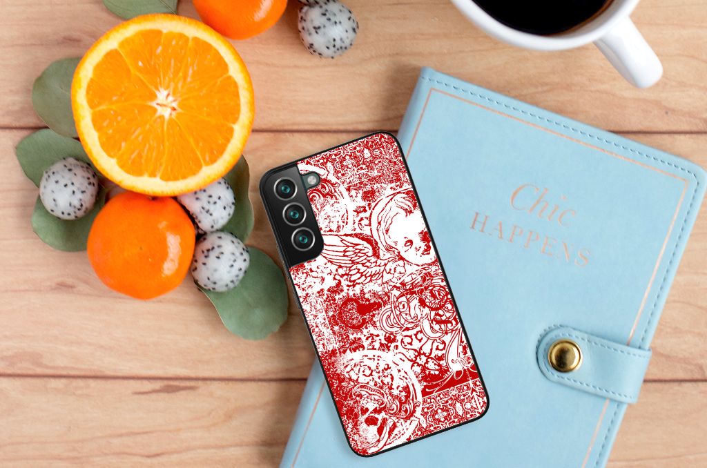 Telefoonhoesje Samsung Galaxy S22 Plus Angel Skull Rood B2C Telecom