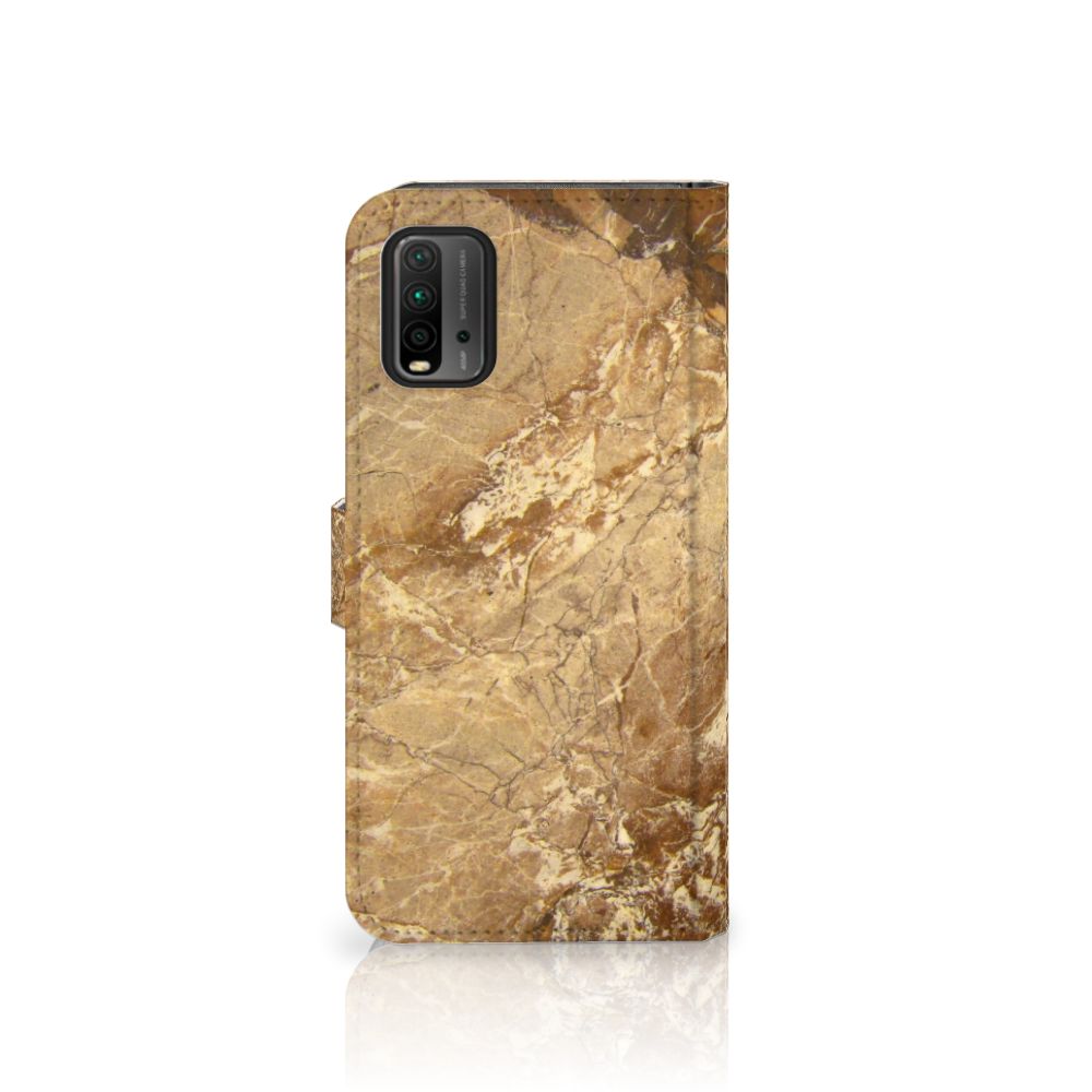 Xiaomi Redmi 9T | Poco M3 Bookcase Marmer Creme in luxe marmerdesign, beschermt telefoon met stijl.