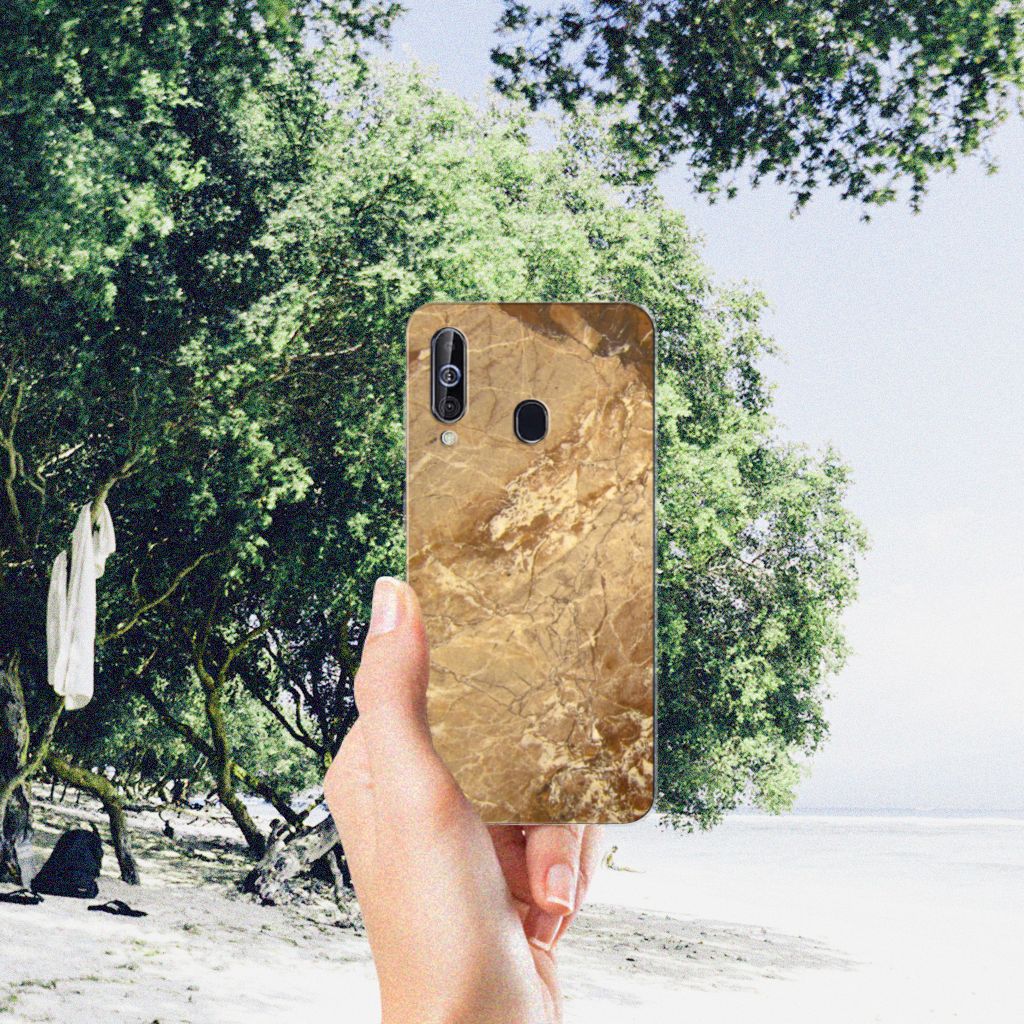 Samsung Galaxy A60 TPU Siliconen Hoesje Marmer Creme