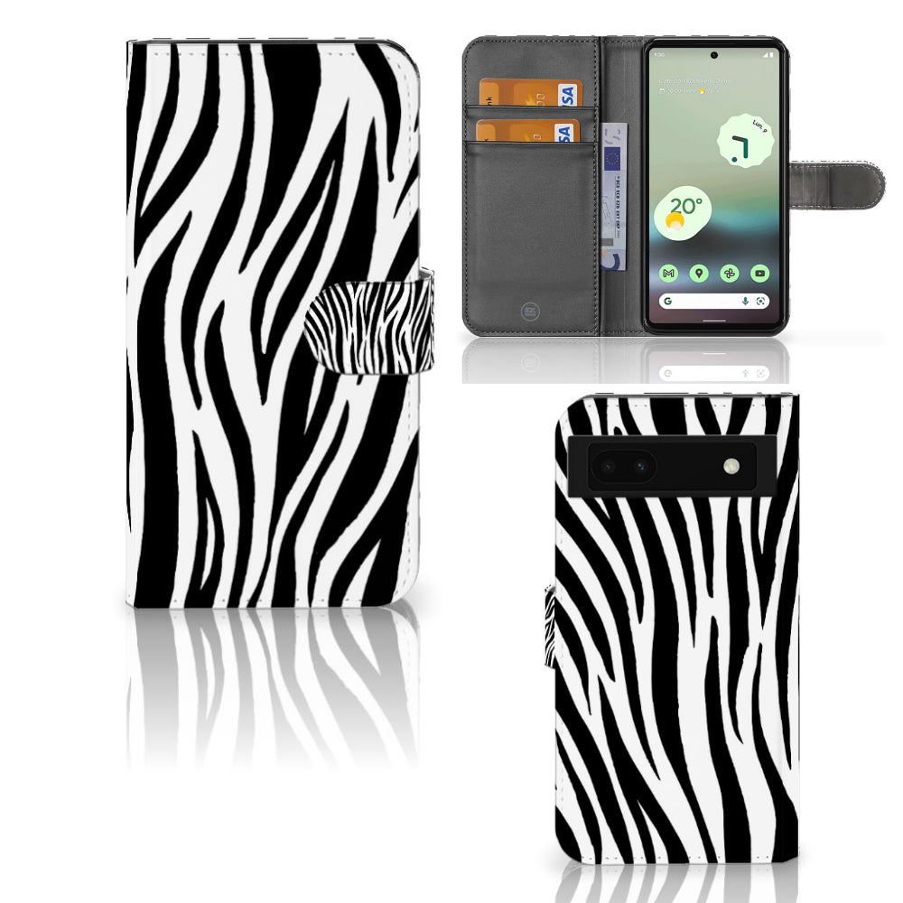 Google Pixel 6A Telefoonhoesje met Pasjes Zebra