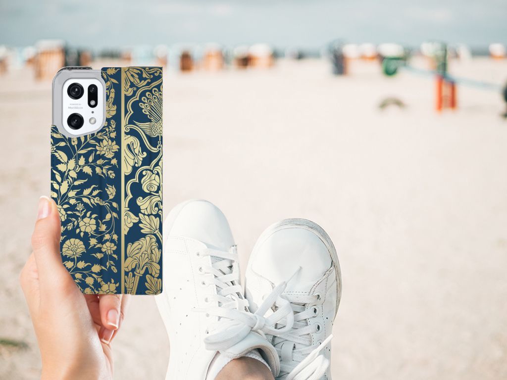 OPPO Find X5 Pro Smart Cover Beige Flowers - B2C Telecom