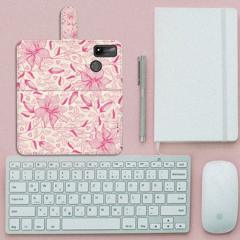 Huawei P Smart 2020 Hoesje Pink Flowers