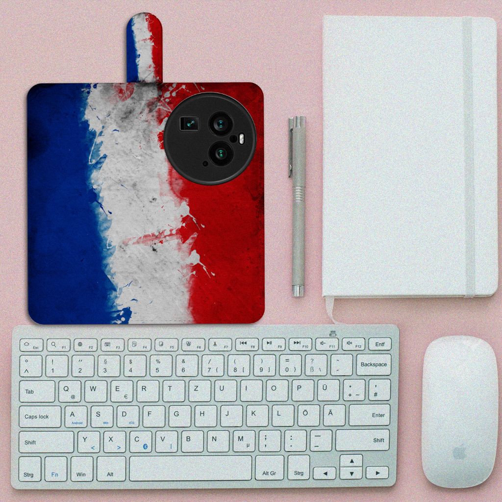 OPPO Find X6 Pro Bookstyle Case Nederland met artistiek ontwerp van de Nederlandse vlag.