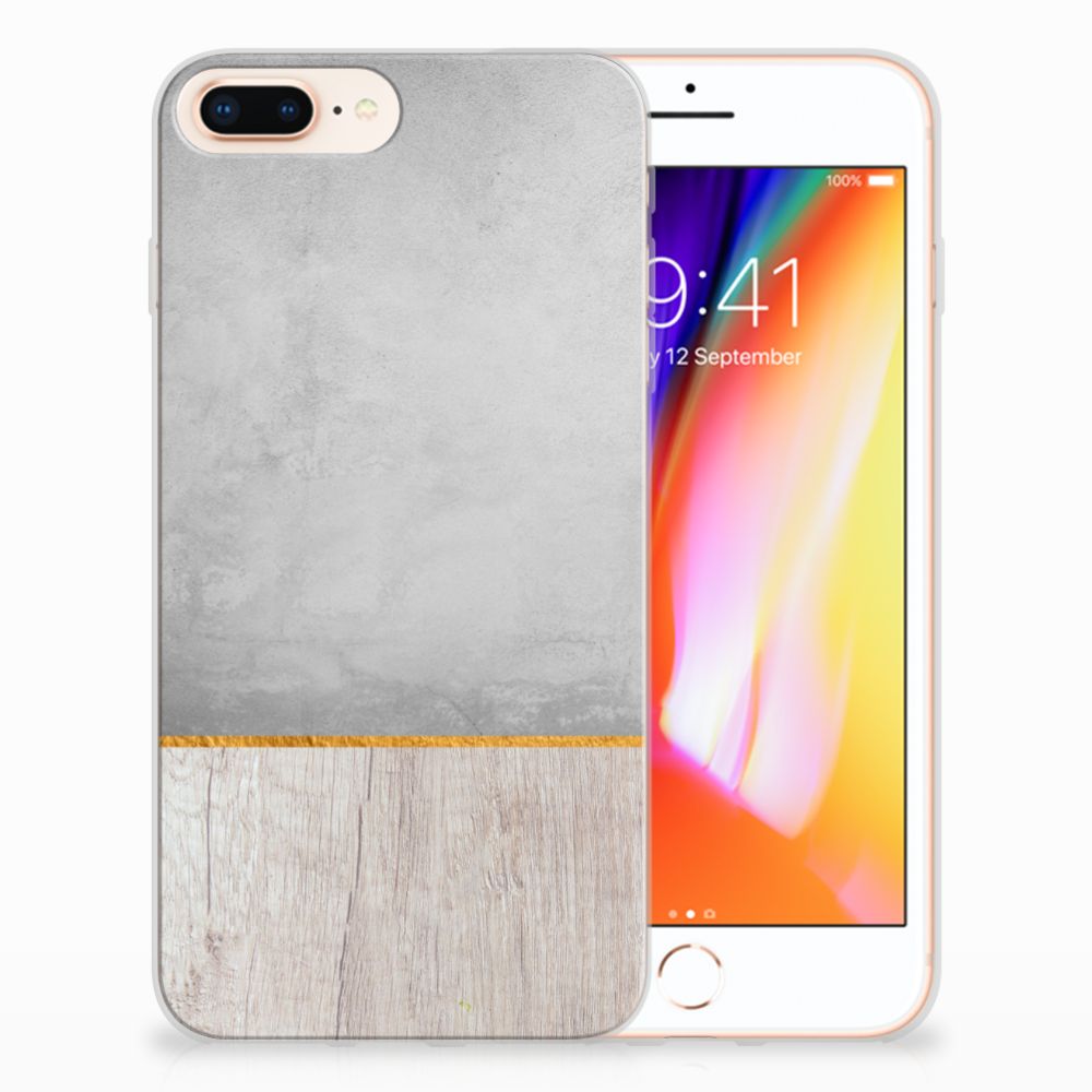 Apple iPhone 7 Plus | 8 Plus Bumper Hoesje Wood Concrete