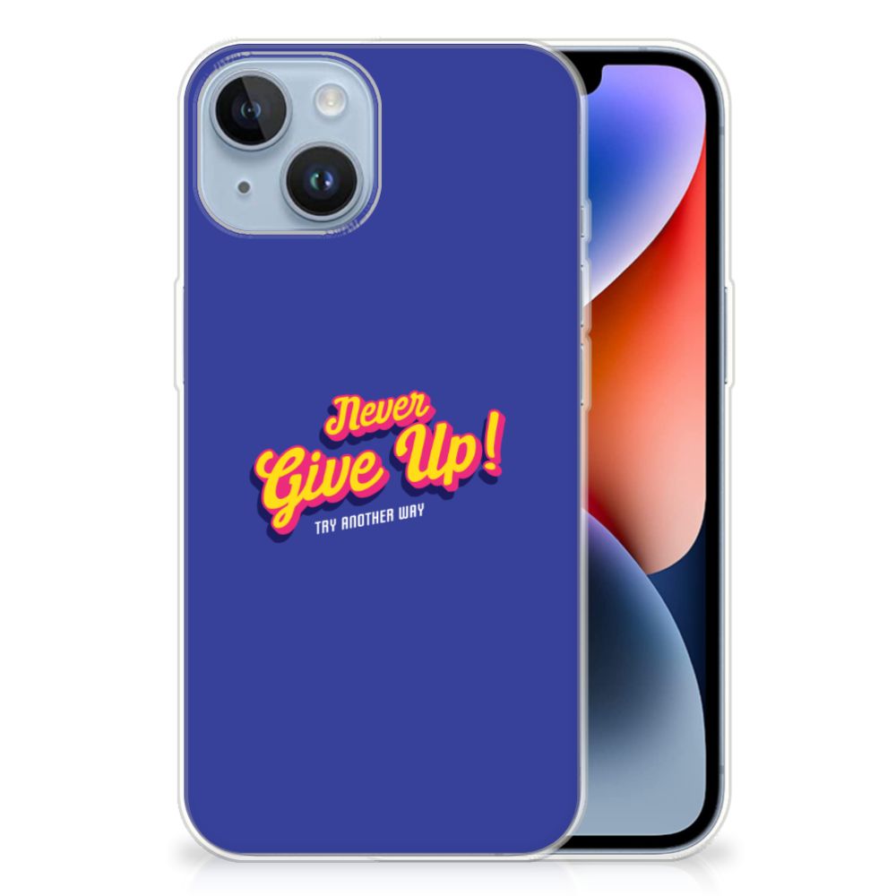 Apple iPhone 14 Siliconen hoesje met naam Never Give Up