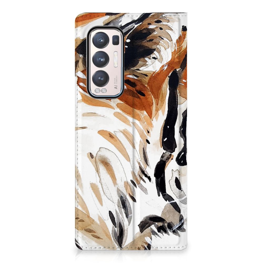 Bookcase OPPO Find X3 Neo Watercolor Tiger - B2C Telecom